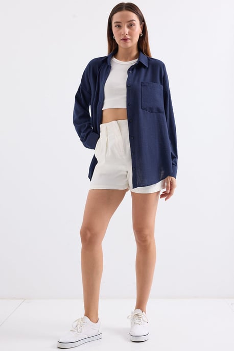 Linen Blended Shirt with Button Closure - Image 2