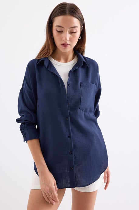Linen Blended Shirt with Button Closure - Image 3