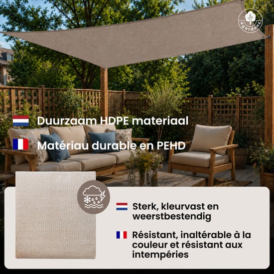4gardenz Schaduwdoek waterdoorlatend rechthoek 4x6 mtr - - Image 2