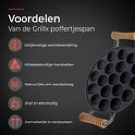 GrillX Poffertjespan met houten handvaten 19 poffertjes gemakkelijk te - Image 4