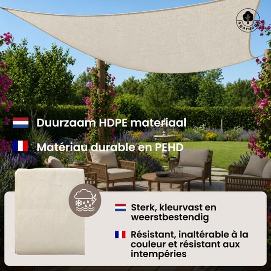 4gardenz Schaduwdoek waterdoorlatend vierkant 4x4 mtr - - Image 4