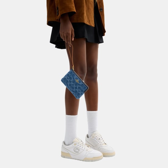 Corner Zip Wristlet In Signature Denim - Image 3