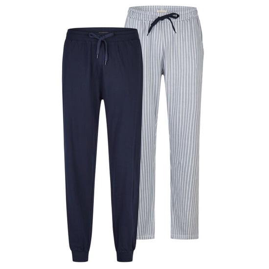 Phil & Co Heren lange pyjamabroeken 2-pack grijs gestreept/donkerblauw - Image 1