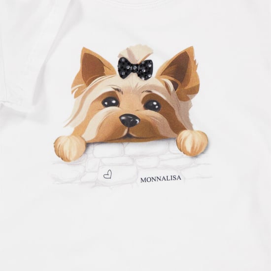 Monnalisa Meisjes t-shirt hondje wit - Image 4
