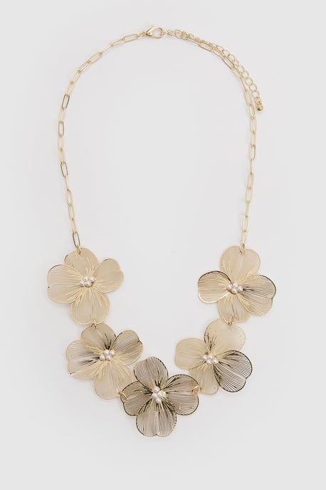 Openwork Flower Statement Necklace - Image 2