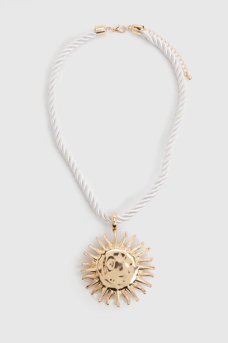 Statement Rope Sun Pendant Necklace - Image 2