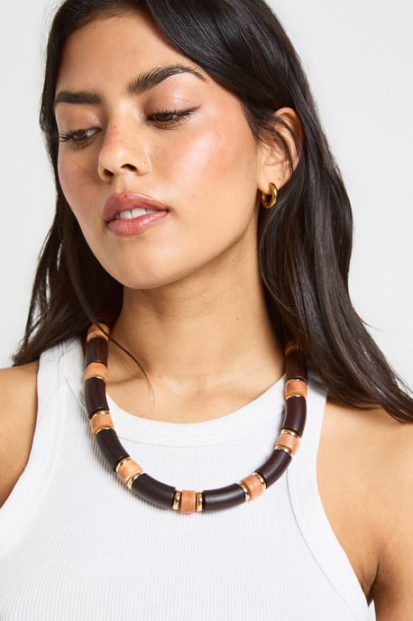 Wooden Beaded Statement Necklace - Image 1