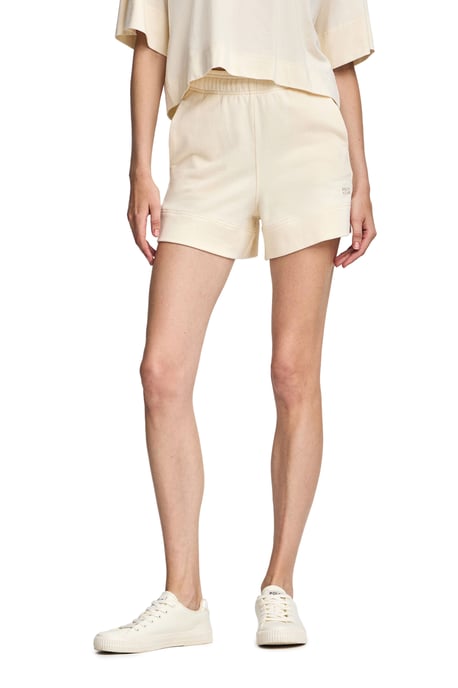 Gebroken witte katoenen short met geborduurd logo - Image 2
