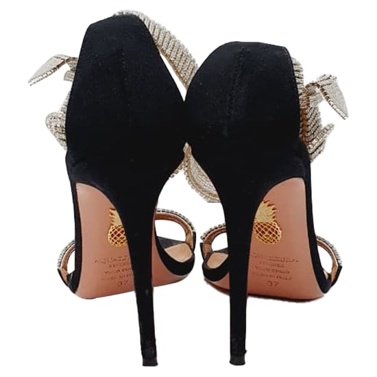 Aquazzura Crystal-Embellished Sandal Heels in Black Suede - Image 3