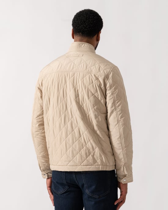 Long Sleeve Zip Up Collared Windcheater Jacket Logo Detail in Nude Regular Fit Padded Jacket - Image 2