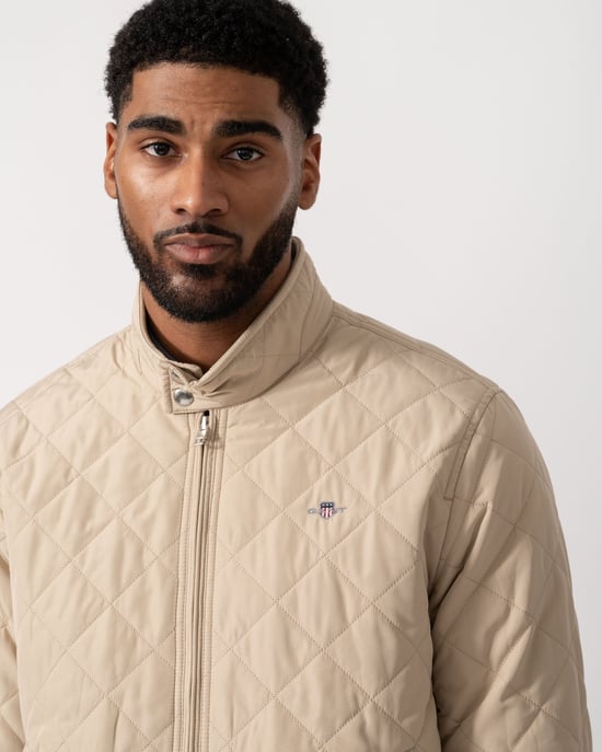 Long Sleeve Zip Up Collared Windcheater Jacket Logo Detail in Nude Regular Fit Padded Jacket - Image 3