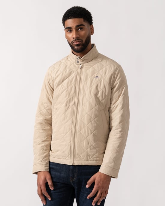 Long Sleeve Zip Up Collared Windcheater Jacket Logo Detail in Nude Regular Fit Padded Jacket - Image 5