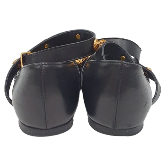 Versace Tribute Logo Ballerina Flats in Black Leather - Image 3
