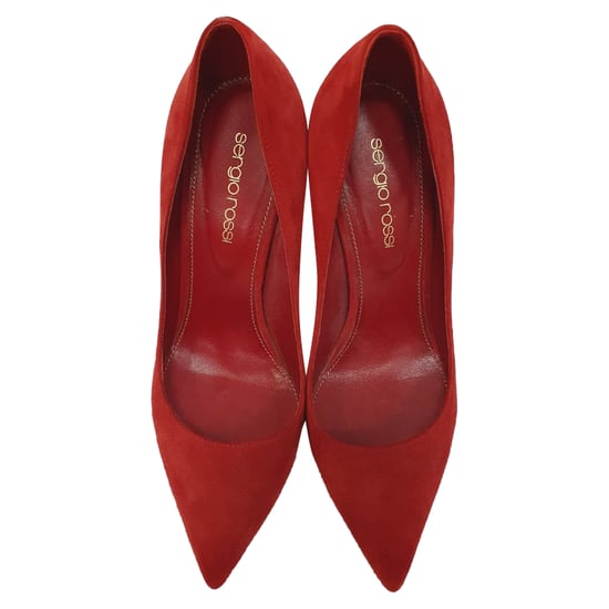 Sergio Rossi Pointed Toe Pumps in Red Suede - Image 5