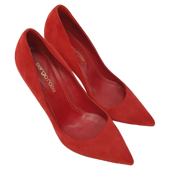 Sergio Rossi Pointed Toe Pumps in Red Suede - Image 6