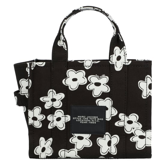 Marc Jacobs zwarte handtas "The Small Tote Bag" met bloemenprint en geborduurd logo, gemaakt van katoen, voor dames. - Image 4