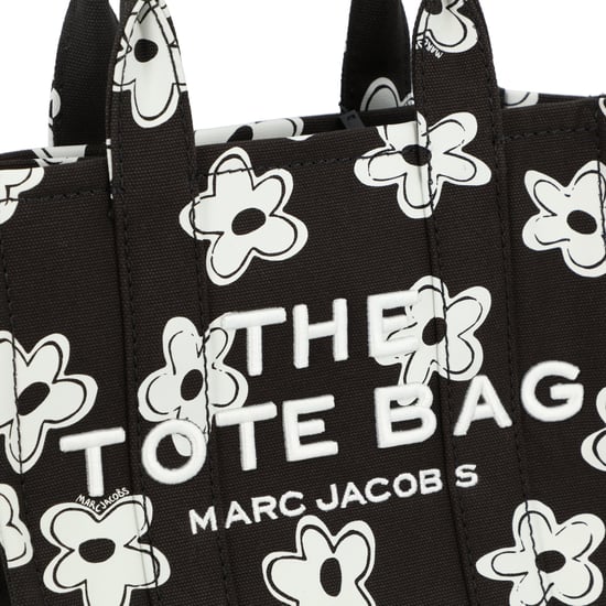 Marc Jacobs zwarte handtas "The Small Tote Bag" met bloemenprint en geborduurd logo, gemaakt van katoen, voor dames. - Image 5