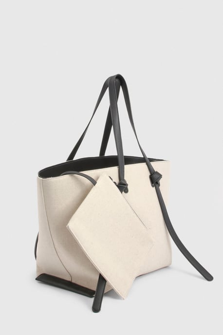 Linen Knot Handle Structured Tote Bag - Image 3
