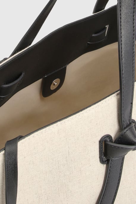 Linen Knot Handle Structured Tote Bag - Image 4
