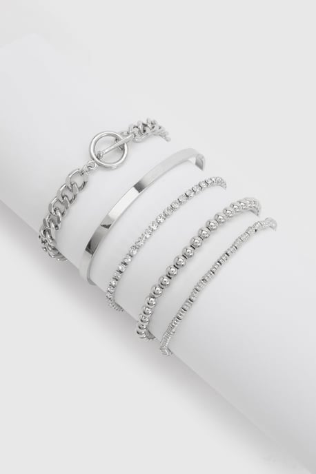 Silver Stacking Bracelets 5 Pack - Image 1