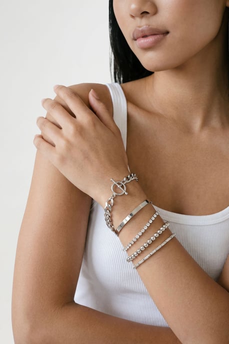 Silver Stacking Bracelets 5 Pack - Image 2