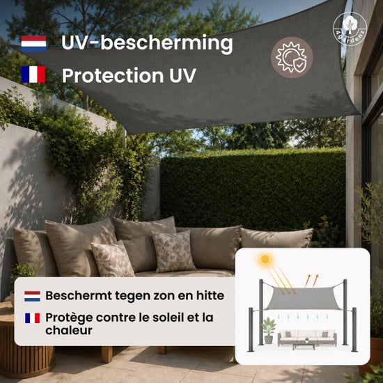 4gardenz Schaduwdoek waterdoorlatend vierkant 5x5 mtr - - Image 3