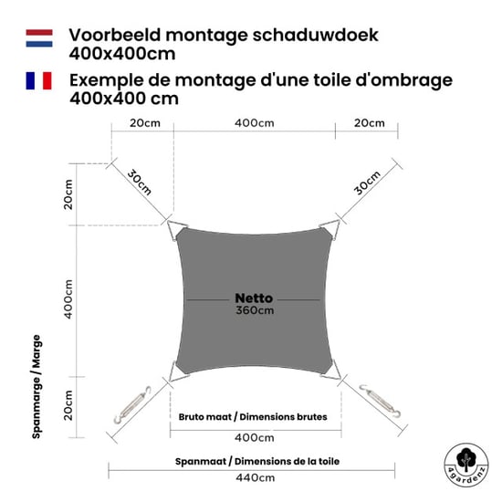 4gardenz Schaduwdoek waterdoorlatend vierkant 5x5 mtr - - Image 5