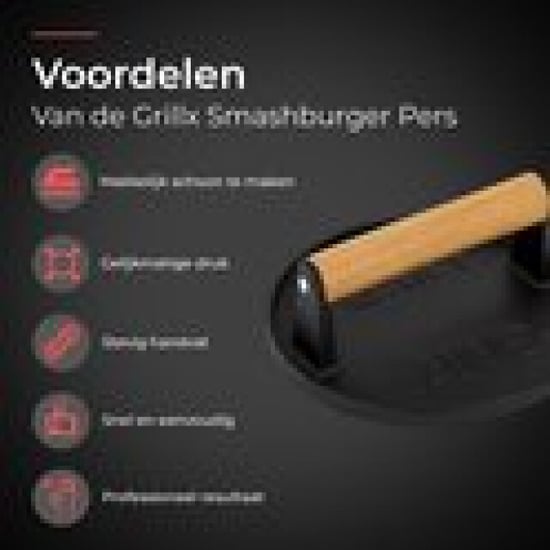 GrillX Smashburgerpers 17,5 centimeter diameter gietijzer smash burger - - Image 6