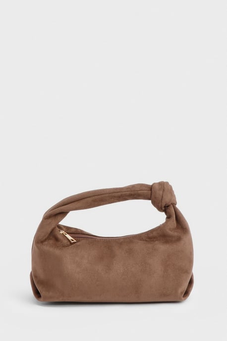 Faux Suede Knot Handle Grab Bag - Image 2