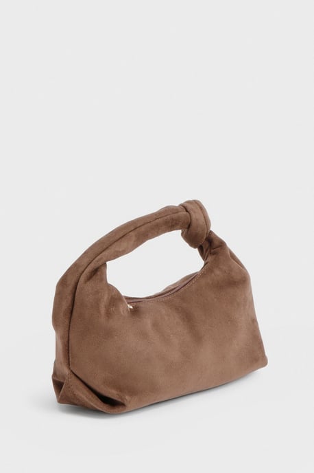 Faux Suede Knot Handle Grab Bag - Image 3