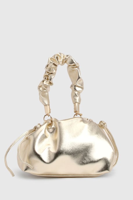 Metallic Ruched Detachable Handle Grab Bag - Image 2