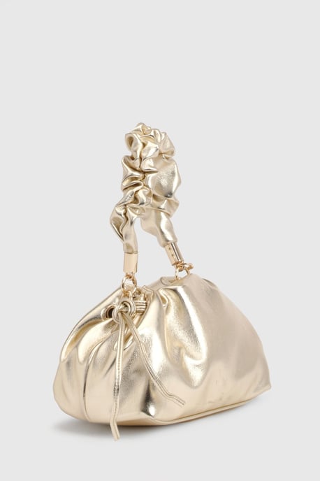 Metallic Ruched Detachable Handle Grab Bag - Image 3