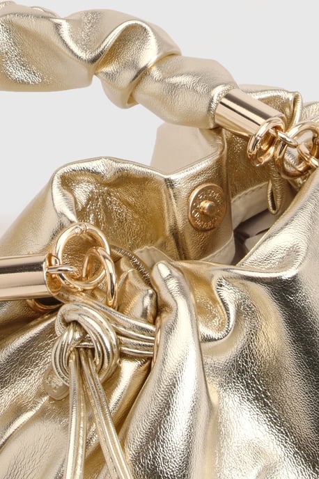 Metallic Ruched Detachable Handle Grab Bag - Image 4