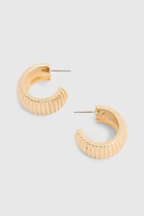 Chunky Ridged Hoop Earrings - Image 3