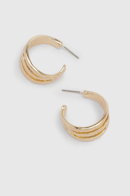 Hammered Triple Hoop Earrings - Image 3