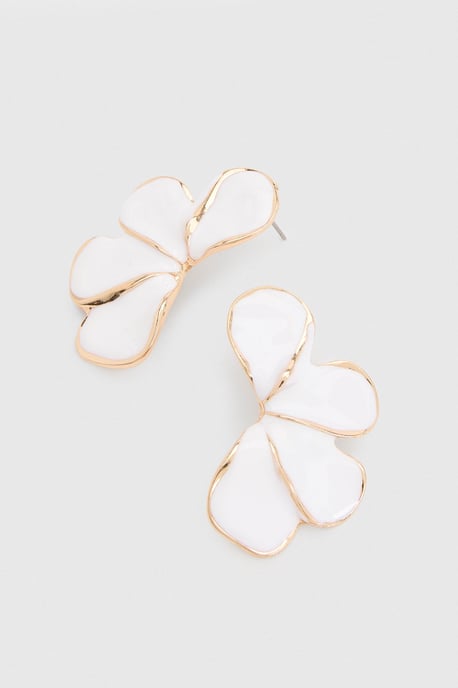 White Petal Statement Earrings - Image 3