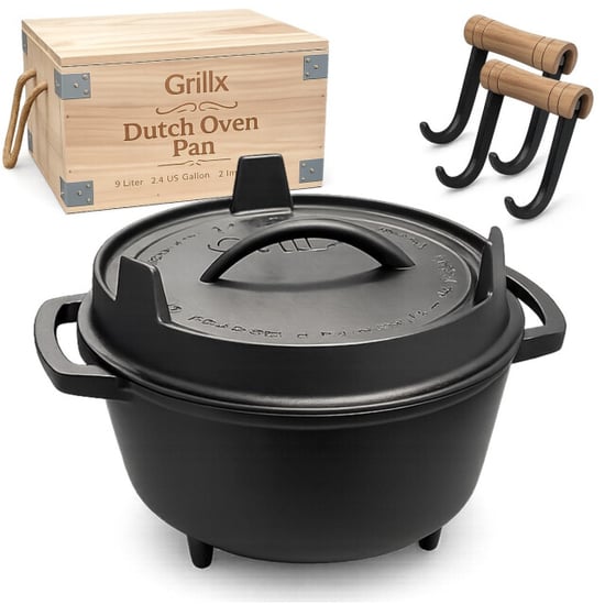 GrillX Dutch oven 9 liter inclusief opberghoes unieke handvaten luxe - Image 1