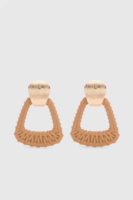 Rattan Oversized Door Knocker Earrings - Image 2