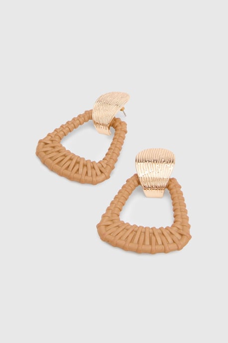 Rattan Oversized Door Knocker Earrings - Image 3