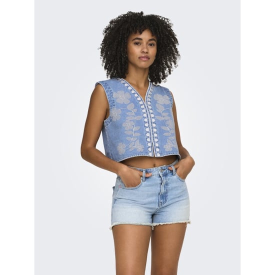 Only Onlnoella emb dnm waistcoat siji blue denim - Image 2