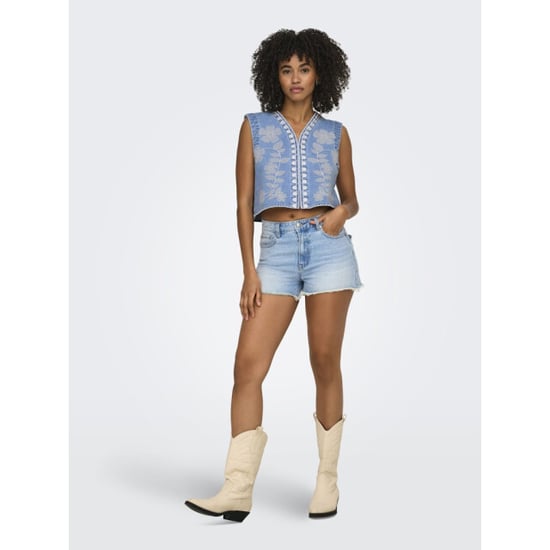 Only Onlnoella emb dnm waistcoat siji blue denim - Image 3