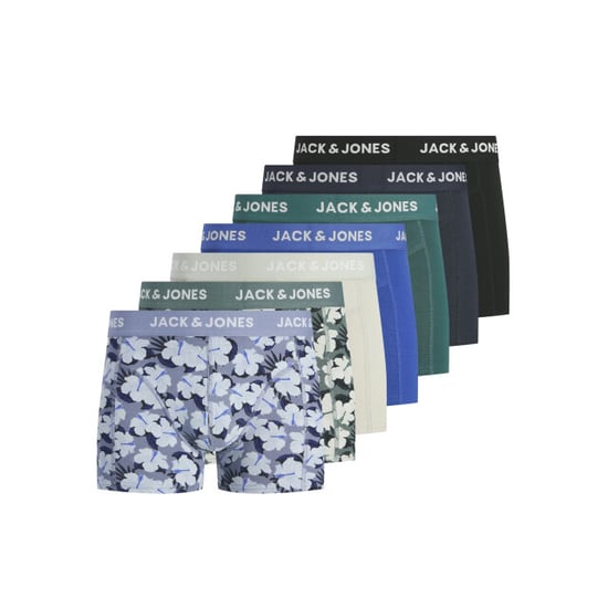 Jack & Jones Heren boxershorts effen trunks jacben 7-pack blauw/groen effen/gebloemd - Image 1
