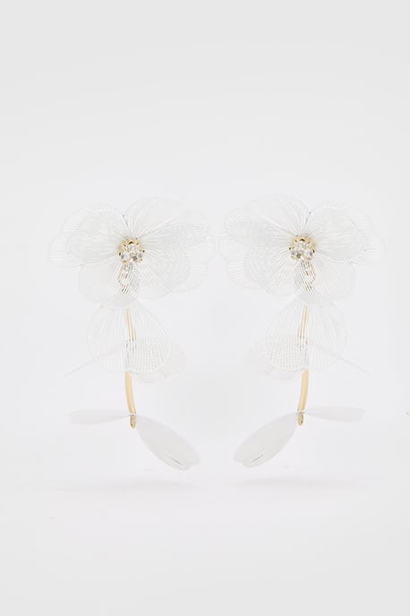 Statement Openwork Flower Drop Earrings - Image 2