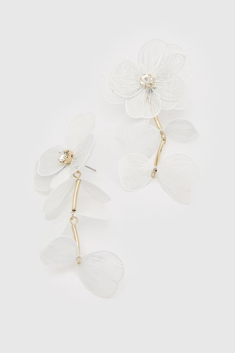Statement Openwork Flower Drop Earrings - Image 3