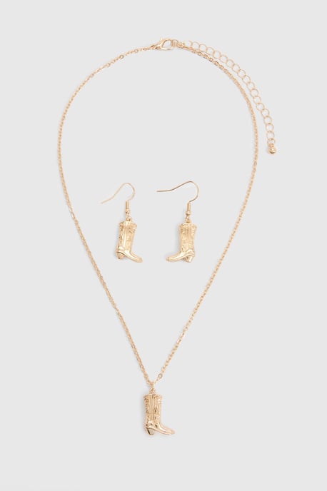 Gold Western Boot Jewellery Set - Image 2