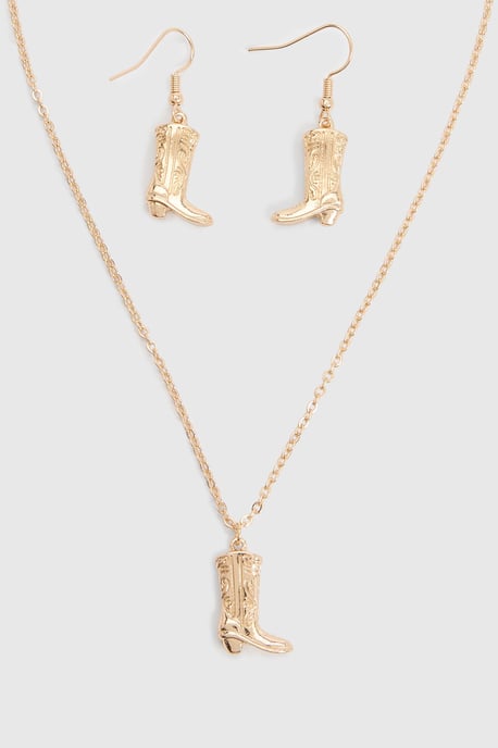 Gold Western Boot Jewellery Set - Image 3