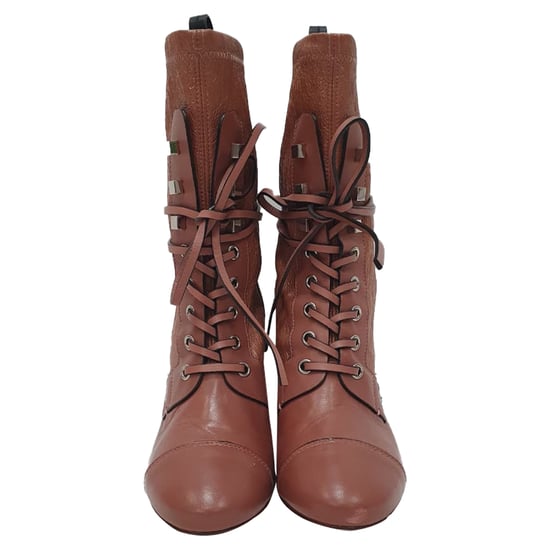 Stuart Weitzman Veruka Lace-Up Ankle Boots in Rose Pink Leather - Image 2
