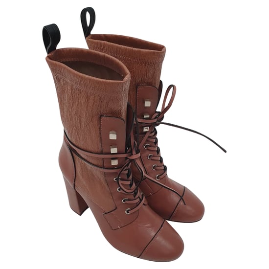 Stuart Weitzman Veruka Lace-Up Ankle Boots in Rose Pink Leather - Image 6