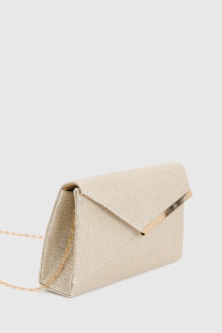 Gold Glitter Envelope Clutch Bag - Image 3