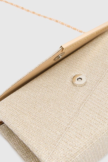 Gold Glitter Envelope Clutch Bag - Image 4